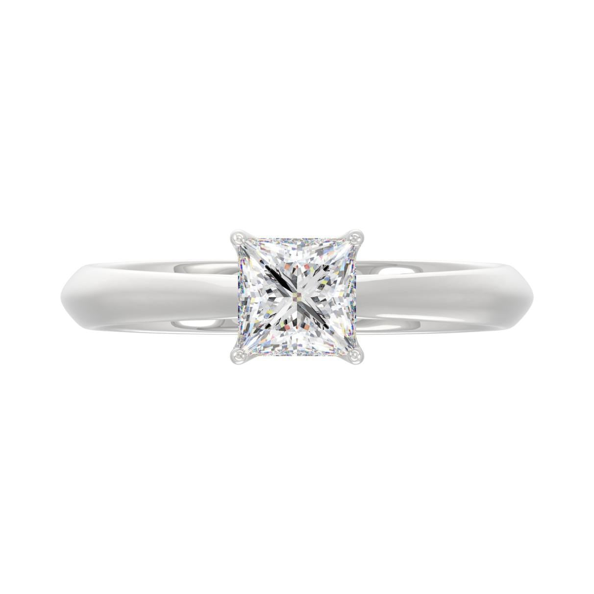 1 ct Lab Grown Princess Diamond Solitaire Engagement Ring 14k White Gold