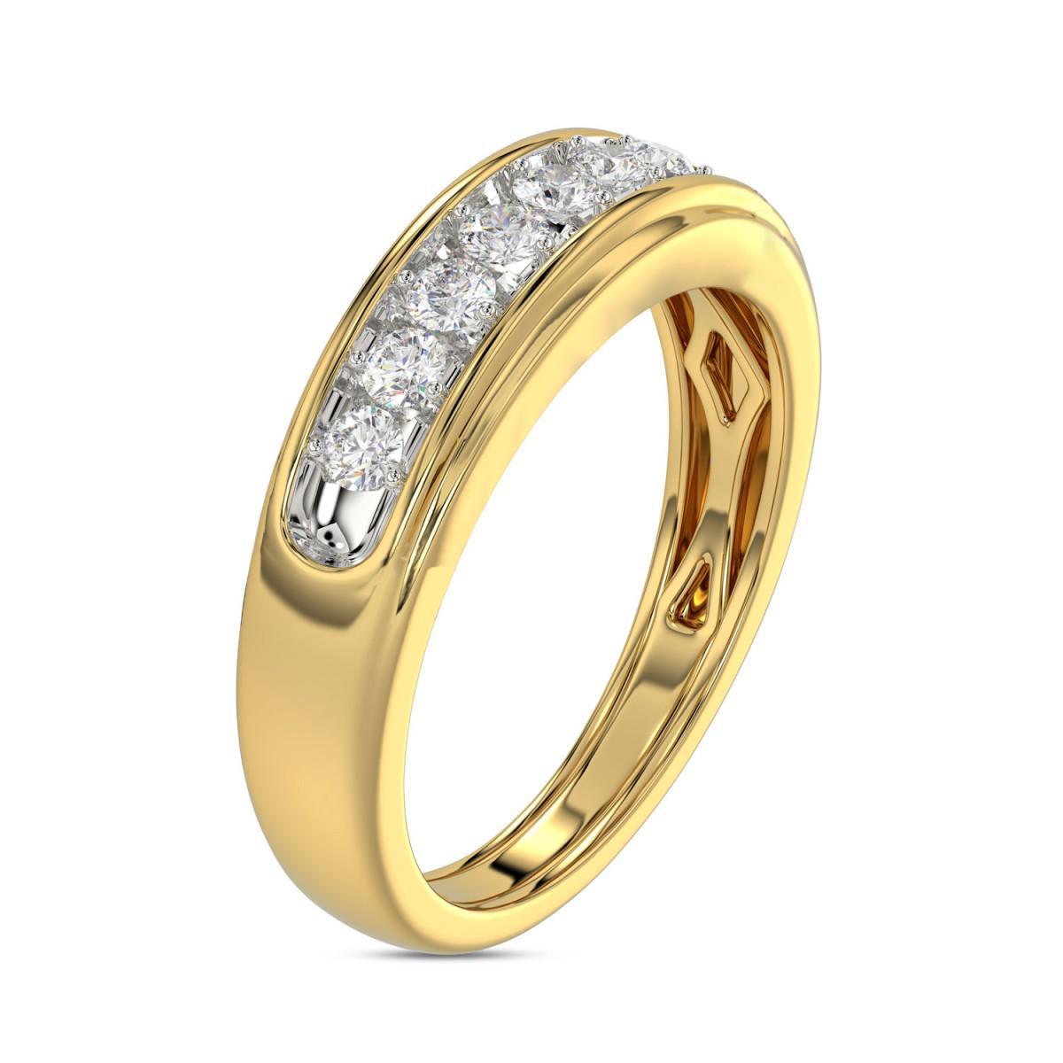 0.50cttw Round Diamond Channel Set Wedding Mens Ring Band 10k Yellow Gold