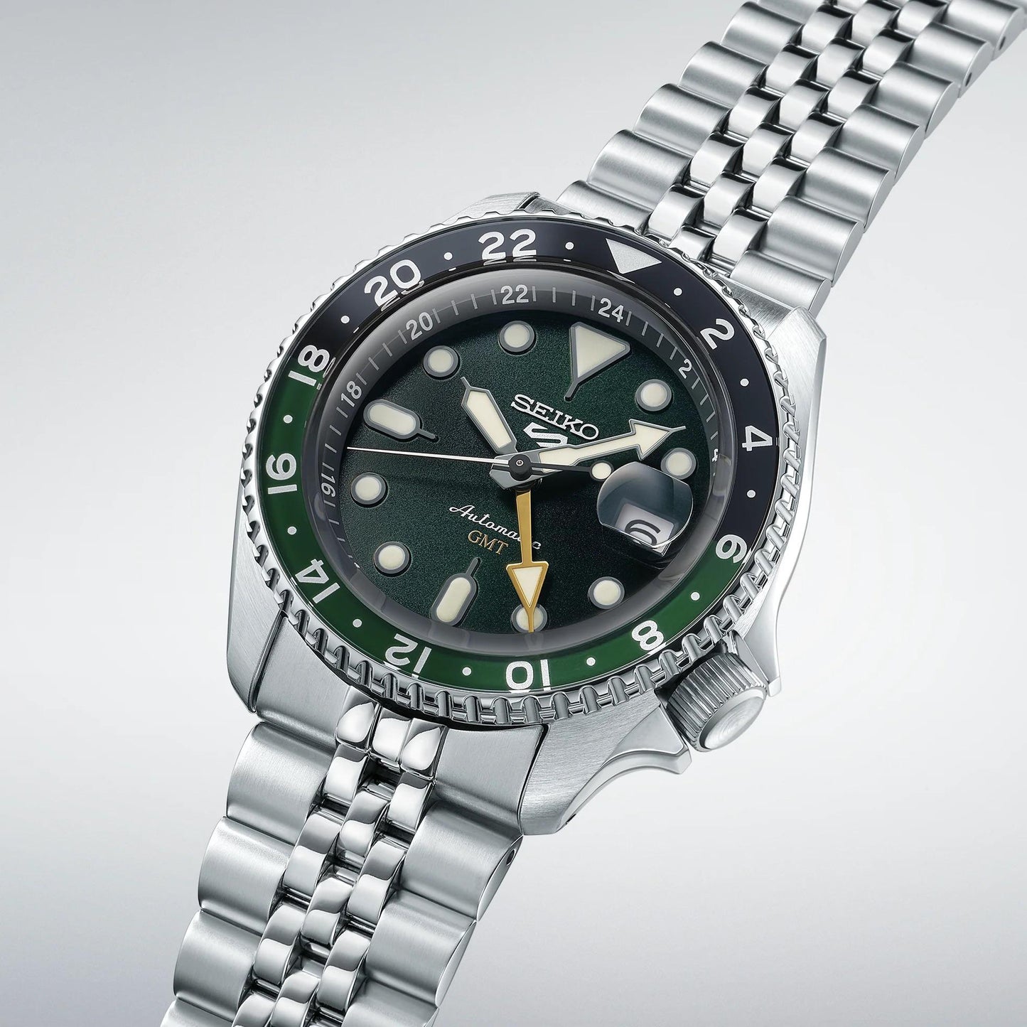 Seiko 5 Sports SKX GMT Series Automatic Green Dial Mens Watch SSK035