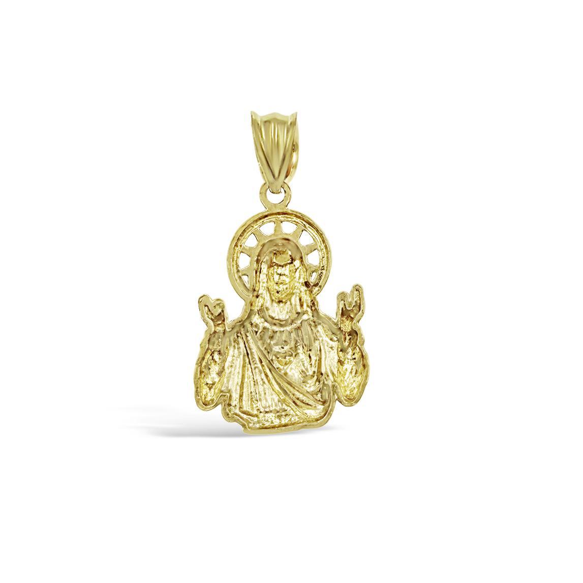 10k Gold Jesus Christ Sacred Heart Pendant Charm 1.1 inch