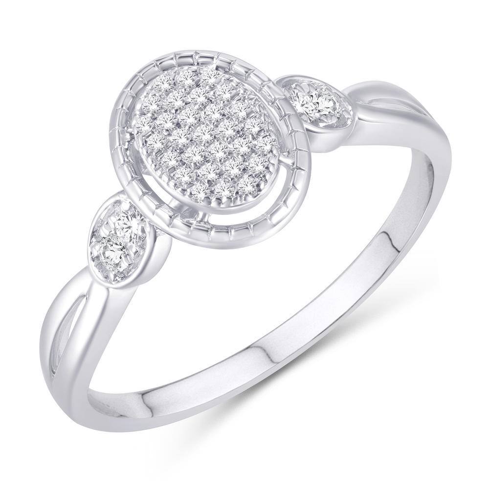 Diamond Promise Engagement Oval Cluster Ring 10k White Gold