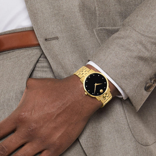 Movado MUSEUM Classic Gold Tone Diamond Watch 0607625
