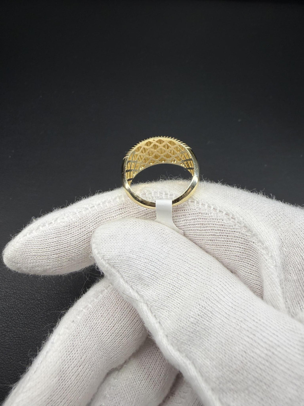 10K Yellow Gold Ribbed Dome Ring