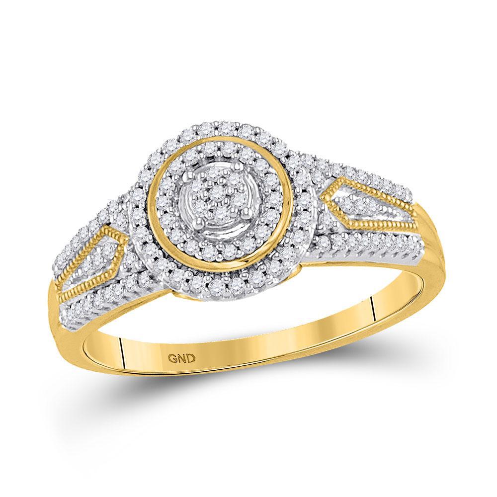 0.25ctw Diamond Halo Engagement Ring 10K Yellow White Gold