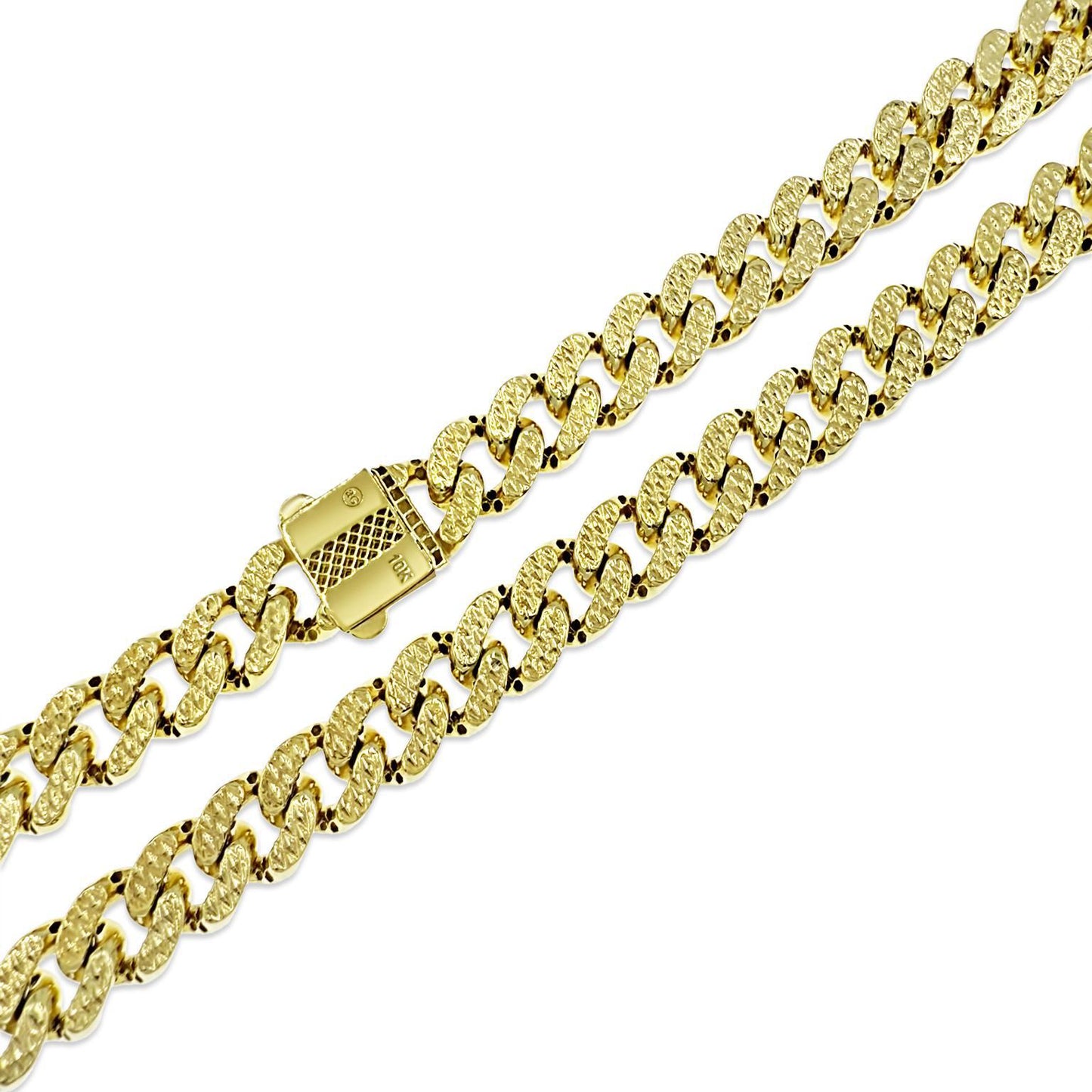 10k Yellow Gold Miami Cuban Link 10mm Chain Mens Necklace