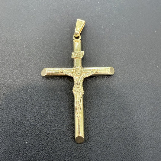 Cross Crucifix Pendant Charm 925 Sterling Silver Gold Plated 2.0"