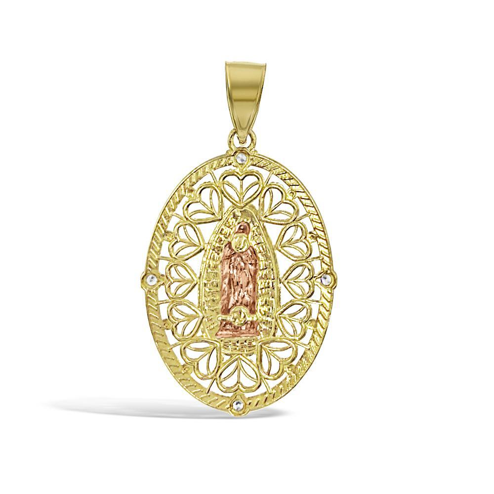 14K Yellow Rose Gold Virgin Mary Pendant