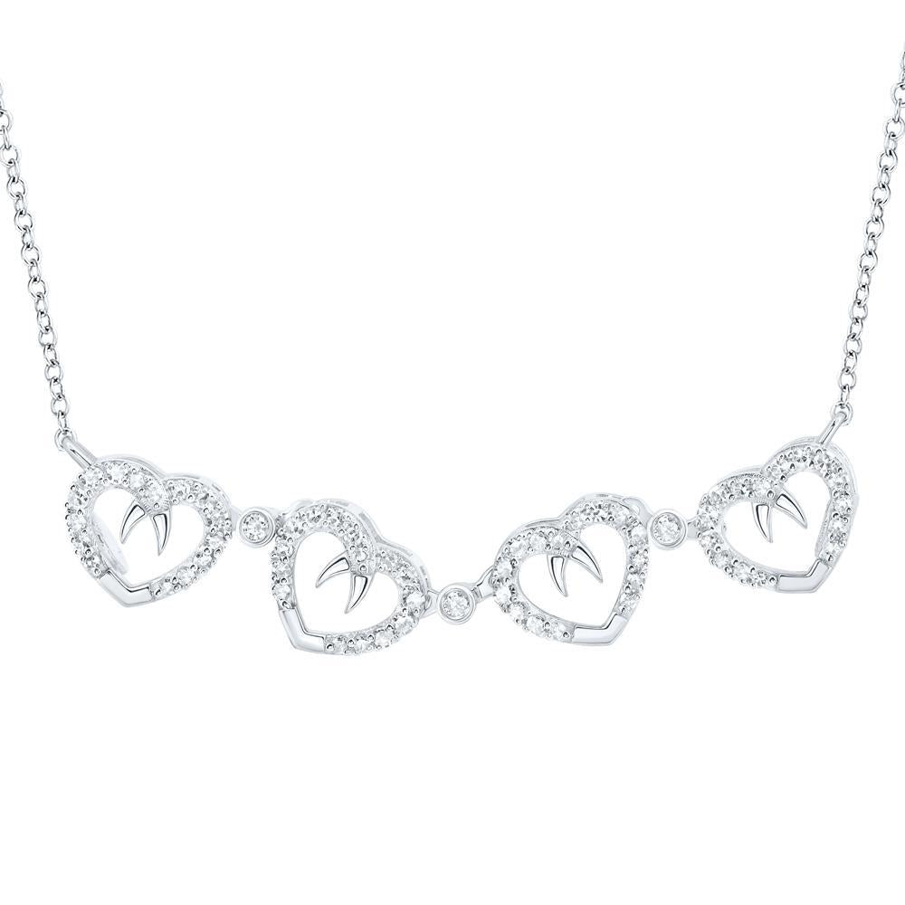 0.38ctw Diamond Clover Heart Necklace 10k White Gold Convertible Design