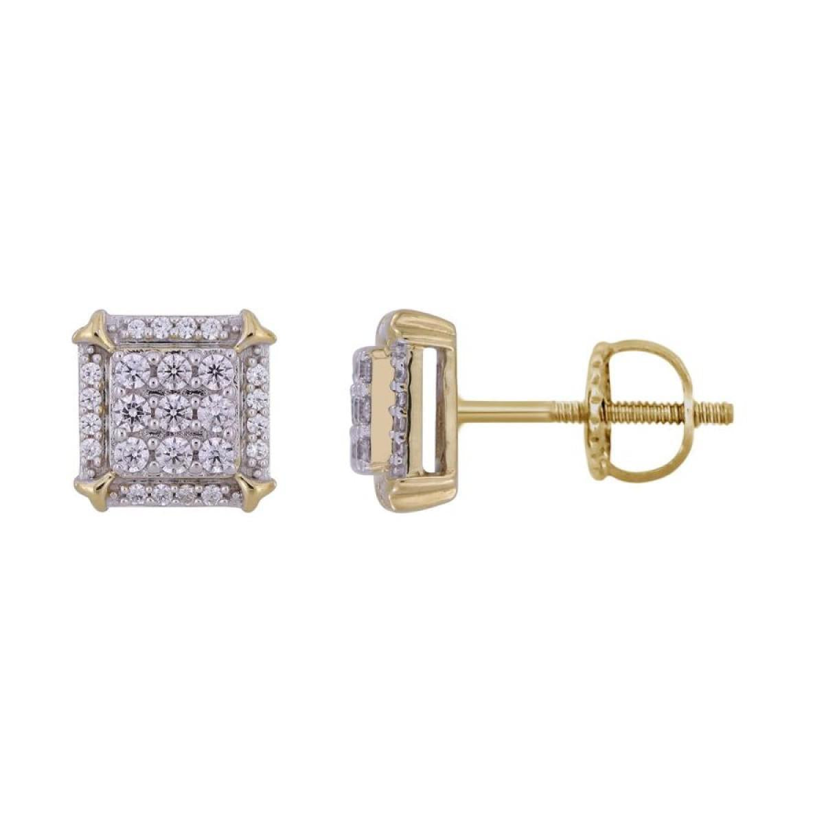 0.25 cttw Diamond Square Stud Earrings 10k Yellow Gold Screw Back
