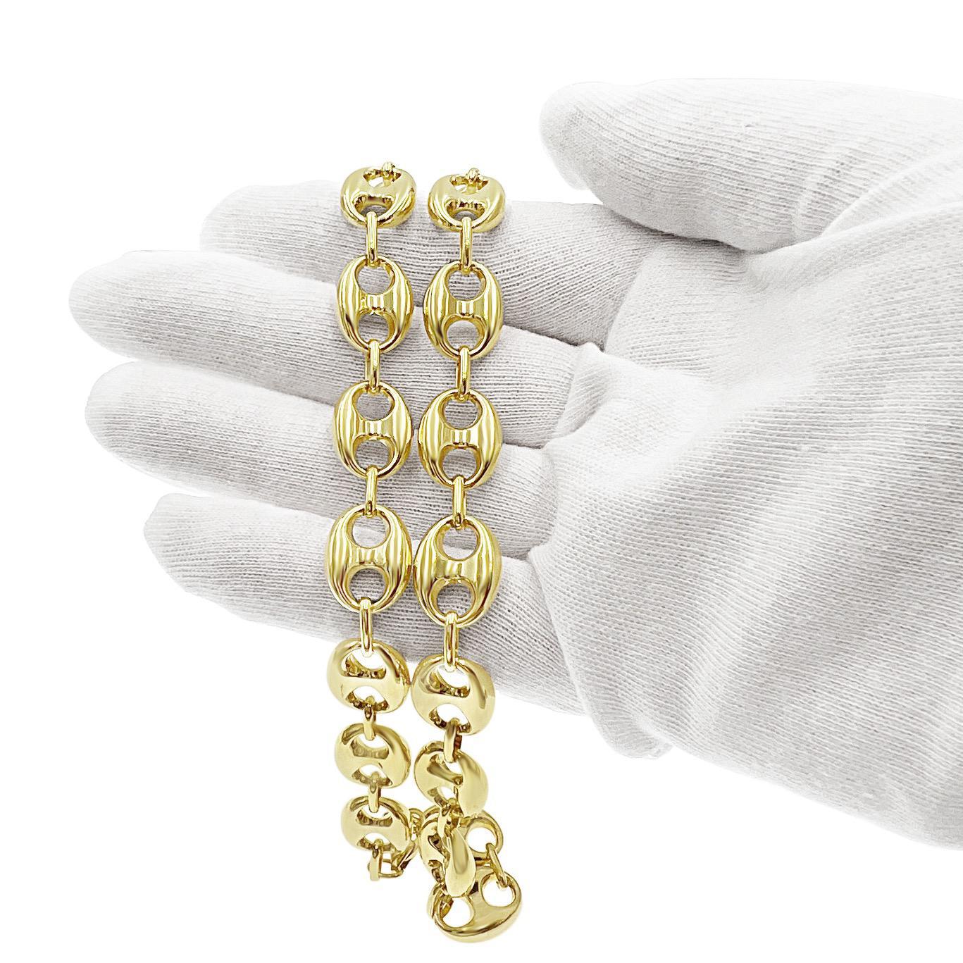 14k Gold Mariner Anchor Link Necklace 12mm 24"