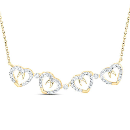 0.38 ctw Convertible Diamond Heart Clover Pendant Necklace 10 k Yellow Gold