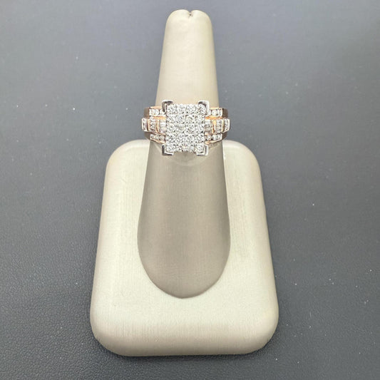1.00 Cttw Baguette Diamond Rectangular Cluster Ring 10k Rose Gold
