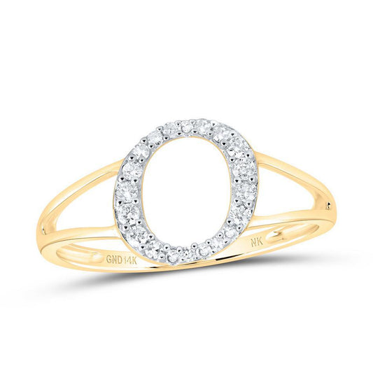 Diamond Initial Letter O Ring 10k Yellow Gold Womens Size 7