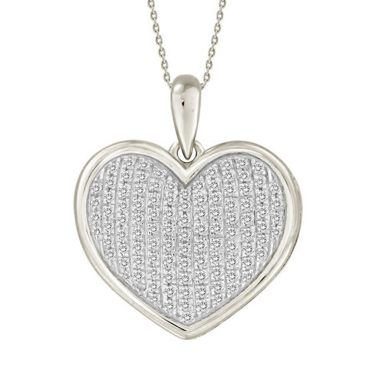 0.25ctw Diamond Heart Charm Pendant 10k White Gold