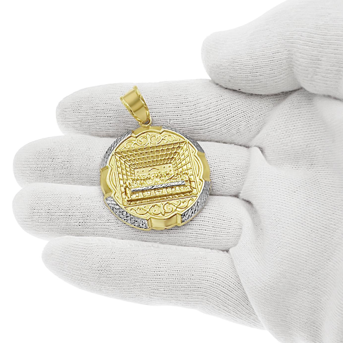 Last Supper Pendant 10k Yellow White Gold Mens Round Charm 1.8 inch