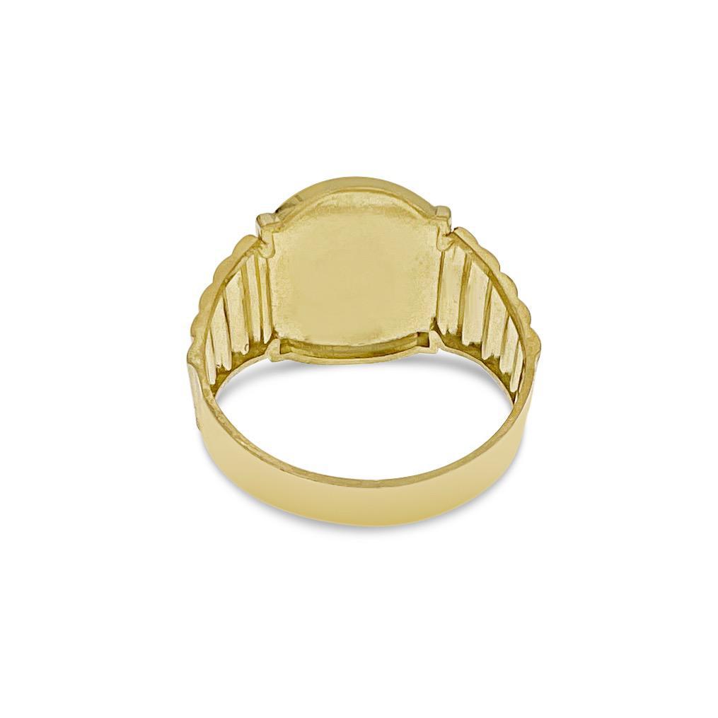 Santa Barbara Signet Ring Mens 10k Two Tone Gold Band