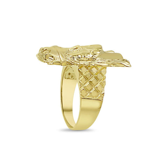 10k Yellow Gold Jesus Head Mens Ring