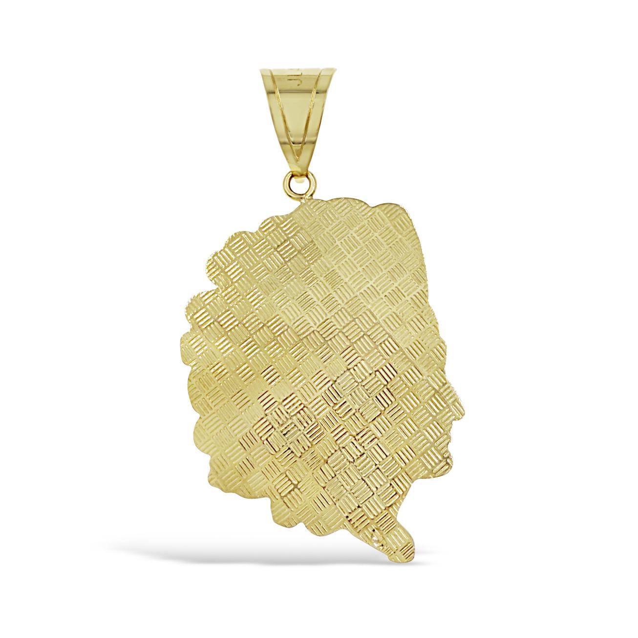 Native Indian Head Chief Pendant Mens Charm 10k Yellow Gold 2.2 inch