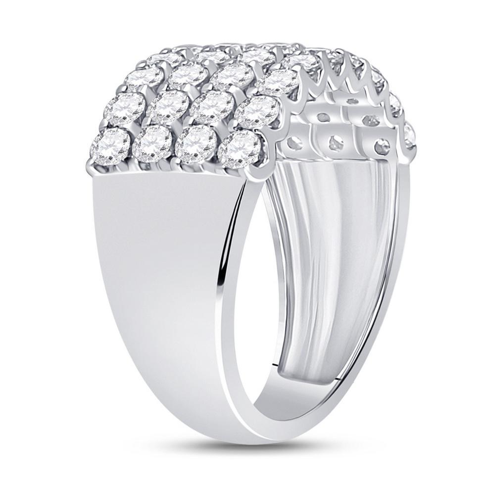 2 Cttw Round Diamond Anniversary Womens 4 Row Band Ring 14k White Gold