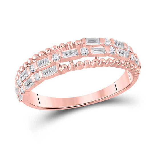 0.39Ctw Baguette Diamond Wedding Band Ring 14k Rose Gold Womens