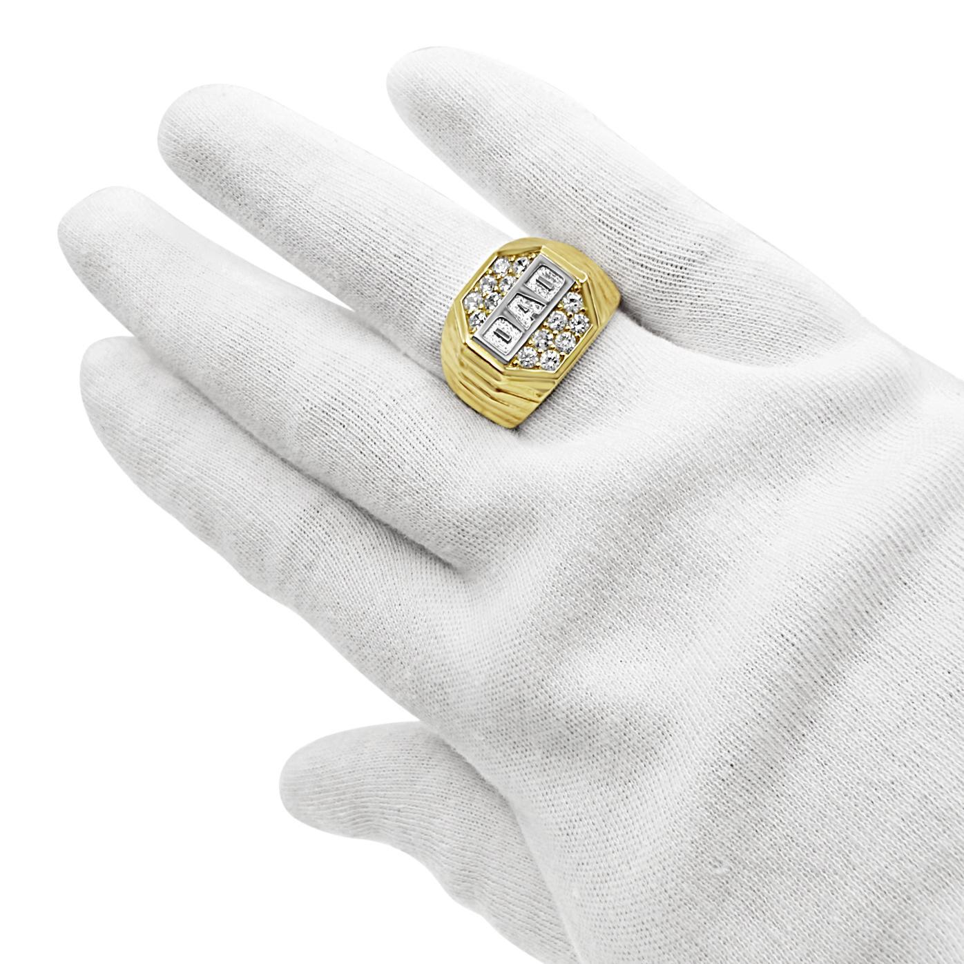 10K Two Tone Gold Mens Dad Signet Ring