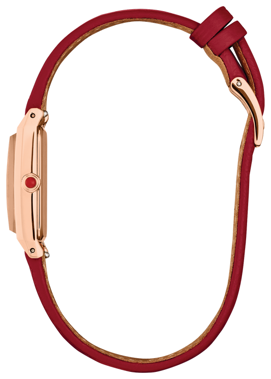 Citizen Fio Eco-Drive Rectangle Red Strap Womens Watch EG7123-01A