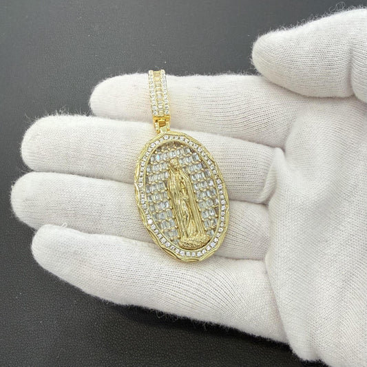 Virgin Mary Pendant Gold Plated 925 Sterling Silver
