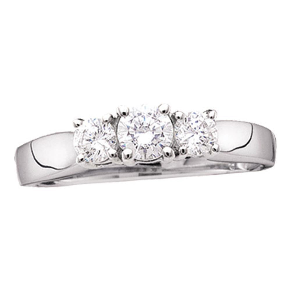 1.50 Cttw Round Diamond 3 stone Bridal Wedding Engagement Ring 14k White Gold