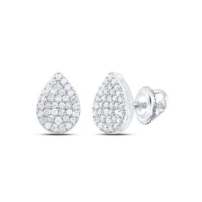 0.33ctw Diamond Pear Teardrop Shape Stud Earrings 925 Sterling Silver Screw Back