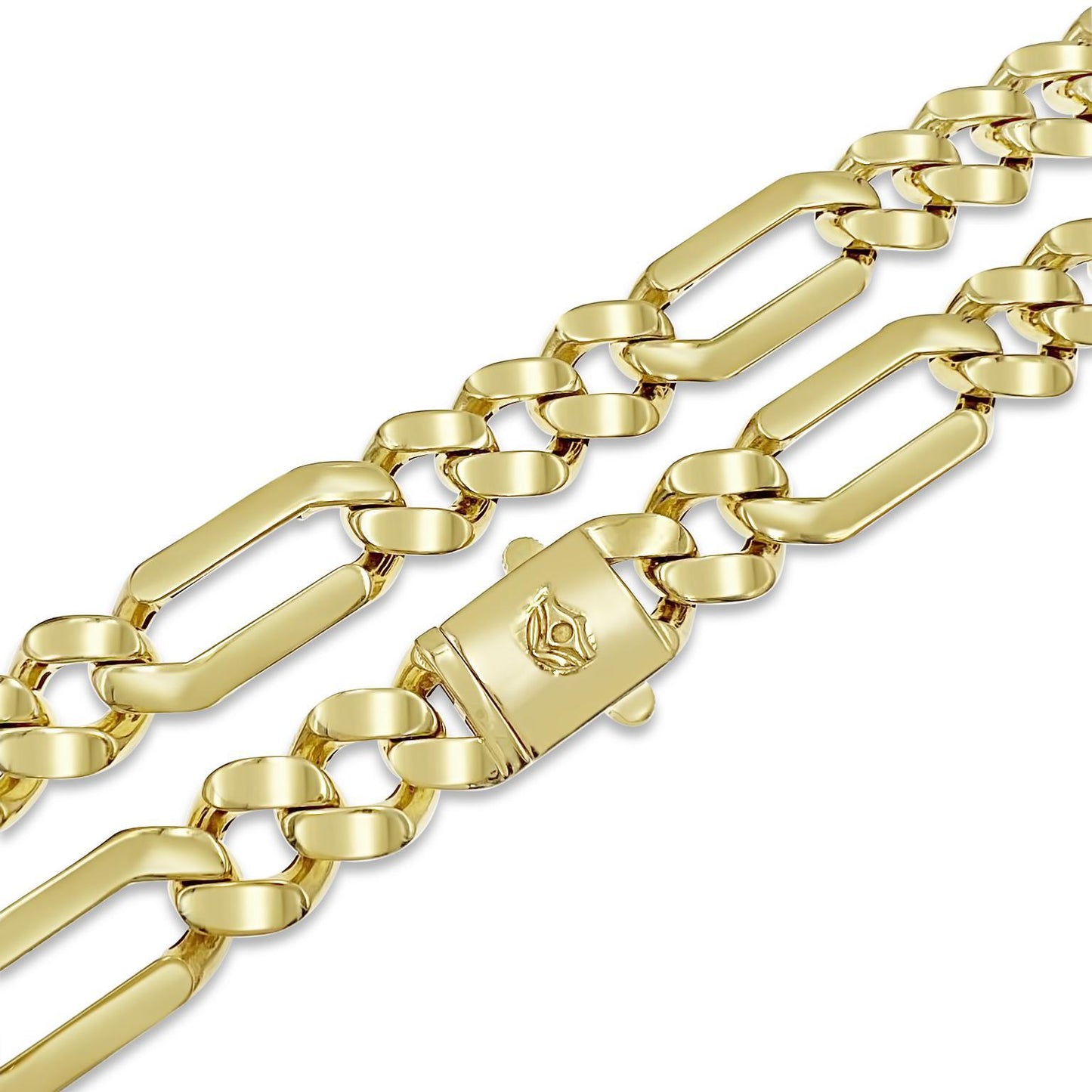 Figaro Link Chain Mens Necklace 10mm Real 10k Yellow Gold 24"