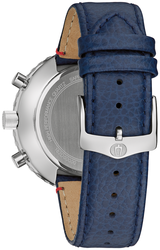 Bulova Archive Series Chronograph C Blue Leather Strap Watch 96A283
