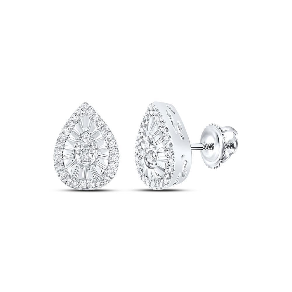 0.22 ctw Round Diamond Stud Pear Shaped Teardrop Earrings 925 Sterling Silver