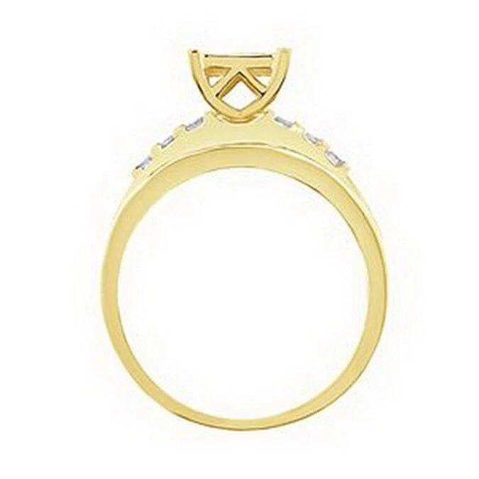 0.50cttw Round / Baguette Diamond Square Engagement Ring 10k Yellow Gold