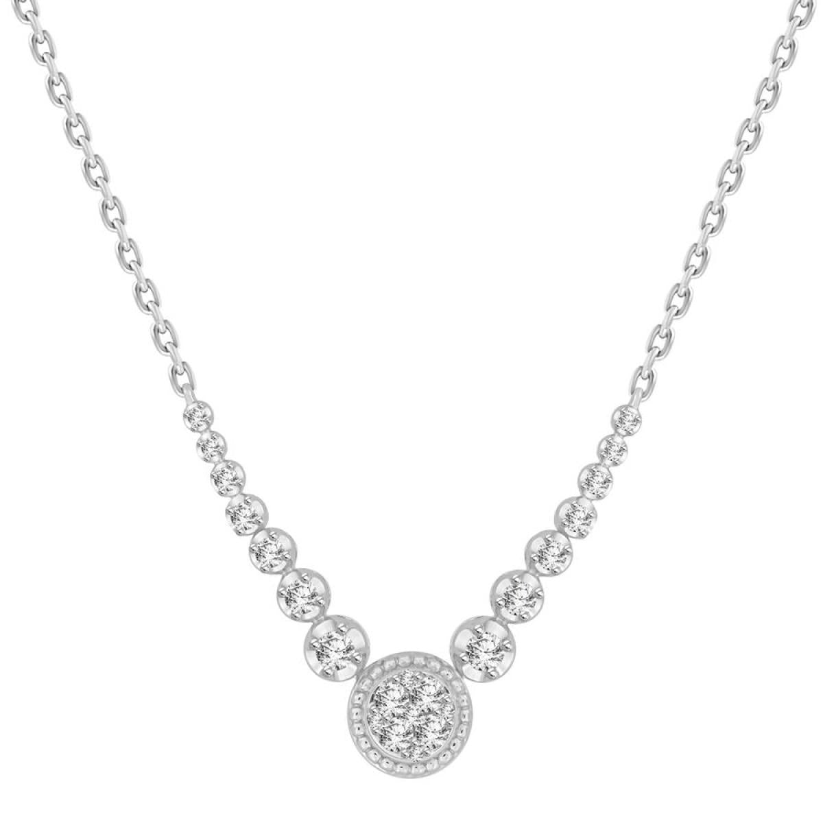 0.35ctw Diamond Cluster Necklace 10k White Gold
