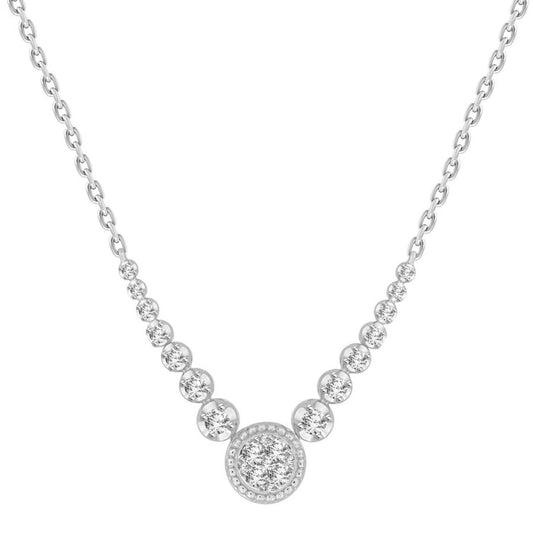 0.35ctw Diamond Cluster Necklace 10k White Gold