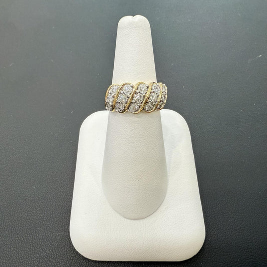 0.50ctw Diamond Womens Multi Row Band Ring 10K Yellow Gold