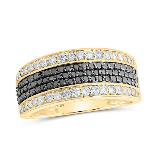 1.27Ctw Black Diamond Mens Band Ring 10k Yellow Gold