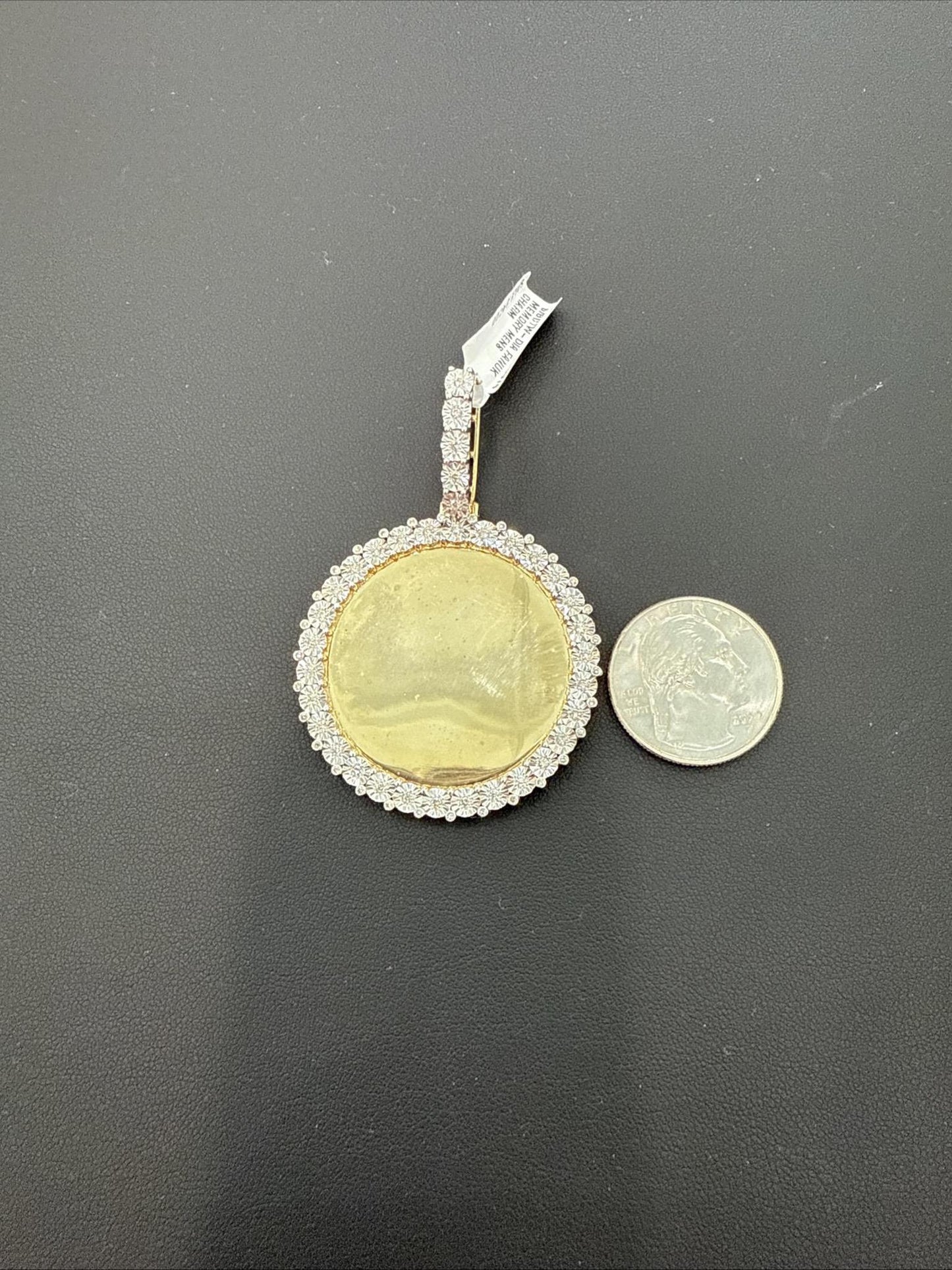 0.62 ctw Diamond Round Memory Picture Frame Charm Pendant 10k Yellow Gold