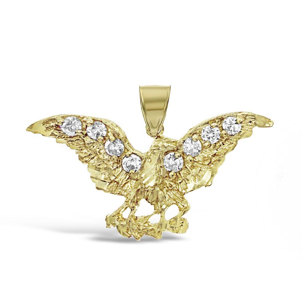 Eagle Pendant Mens Charm 10k Yellow Gold
