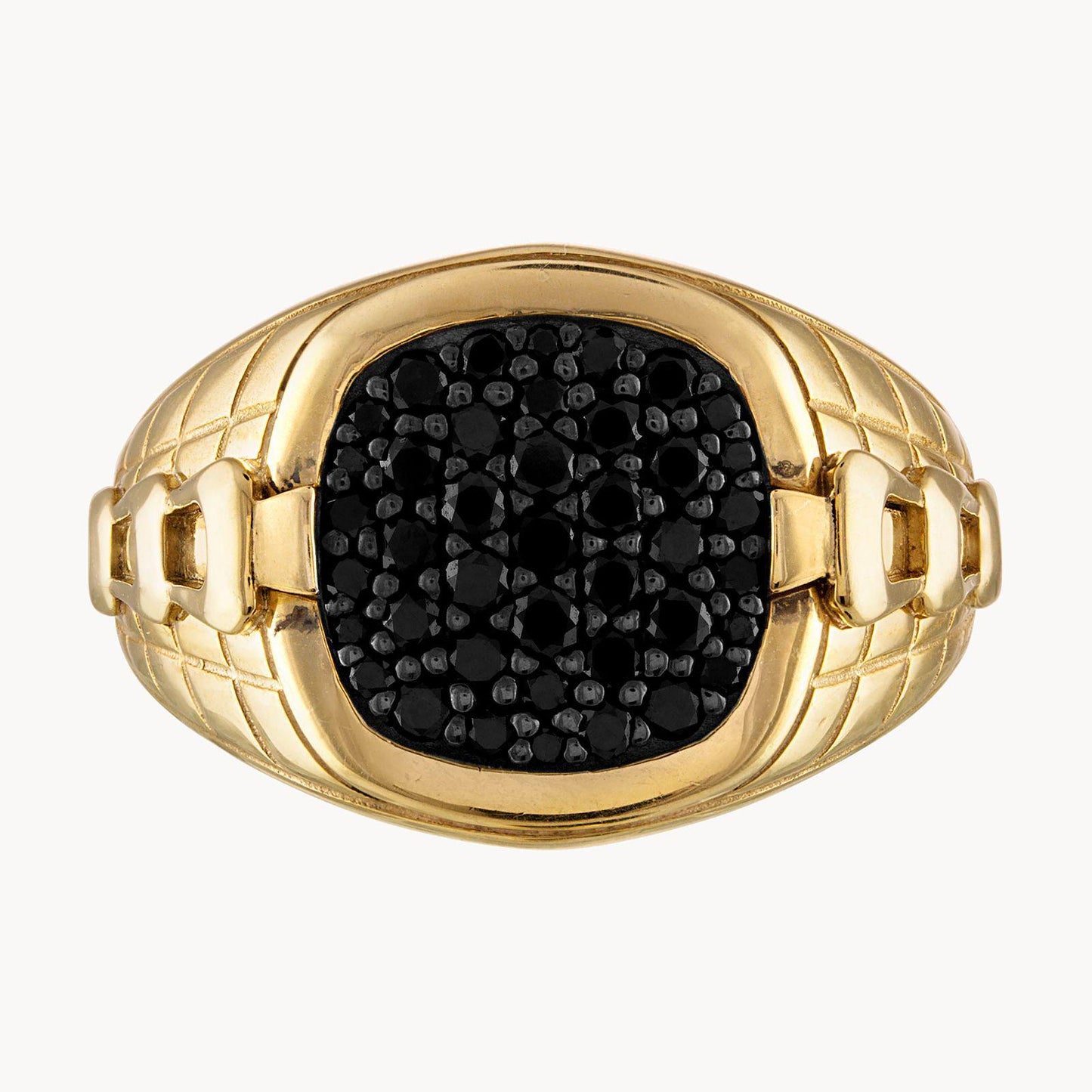 Bulova 0.50ctw Diamonds Mens Signet Ring Gold Plated Sterling Silver BVR1013-YSAAA