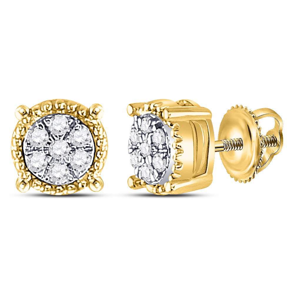 Round Diamond Earrings Stud 10k Yellow Gold Screw Back