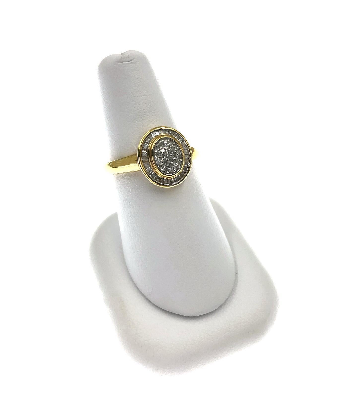 0.25cttw Baguette Diamond Oval Engagement Ring Gold plated 925 Sterling Silver