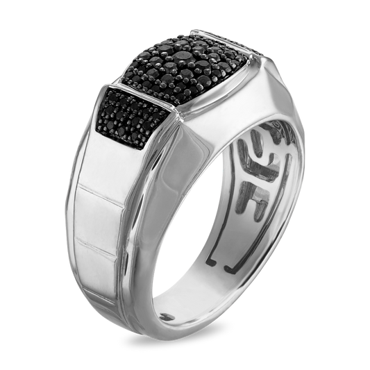 Bulova Icon 0.50cttw Black Diamonds Mens Ring Silver BVR1025-WSAA