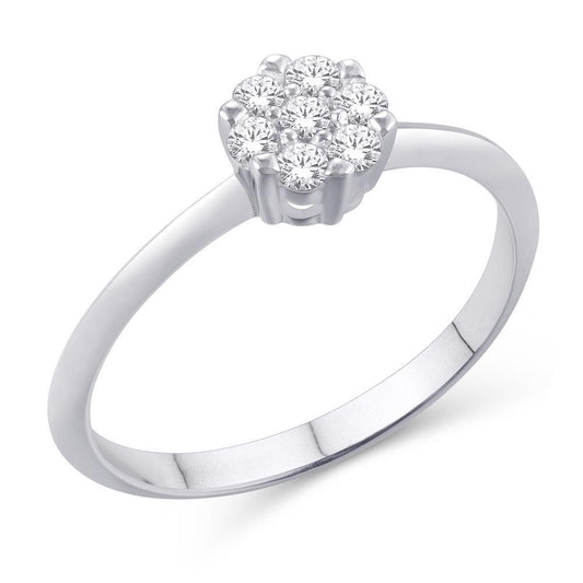 0.25ctw Diamond Round Cluster Promise Engagement Ring For Her 10k White Gold