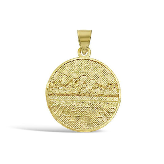 Last Supper Round Pendant Charm 10k Two Tone Gold 0.8 inch
