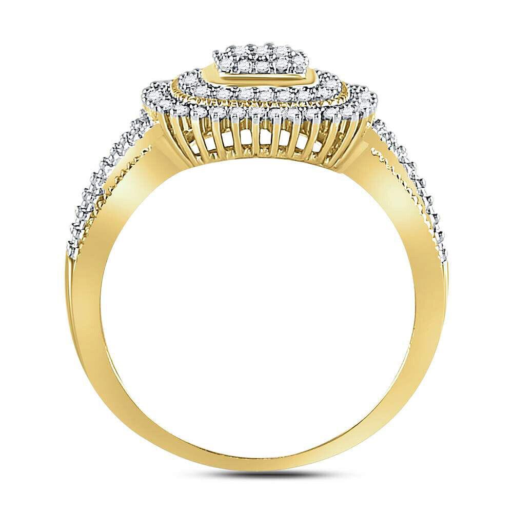 0.25 Cttw Round Diamond Cushion Cluster Ring Twisted Band 10k Yellow Gold