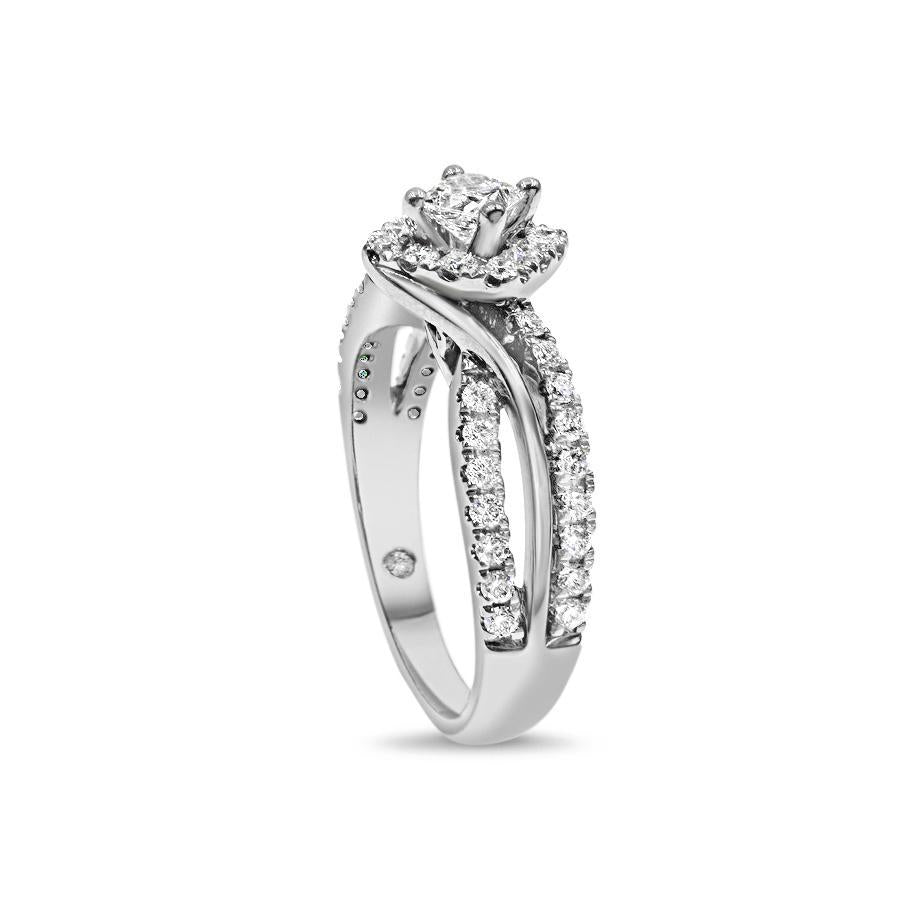 0.79 cttw Diamond Princess Engagement Ring 14k White Gold Split Shank Band