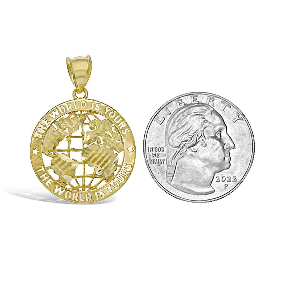 World Globe Pendant 10k Gold The World is Yours Charm 1.2"