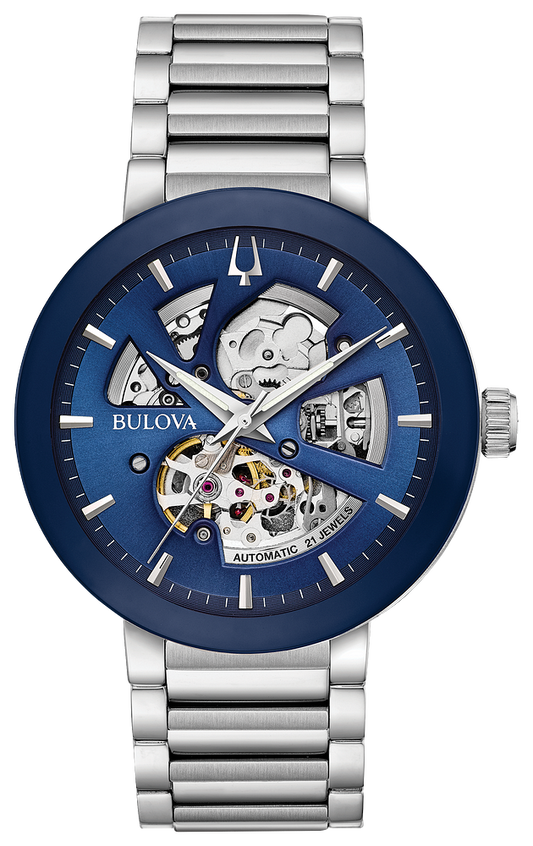 Bulova Futuro Mens Automimic Blue Dial Watch 96A204