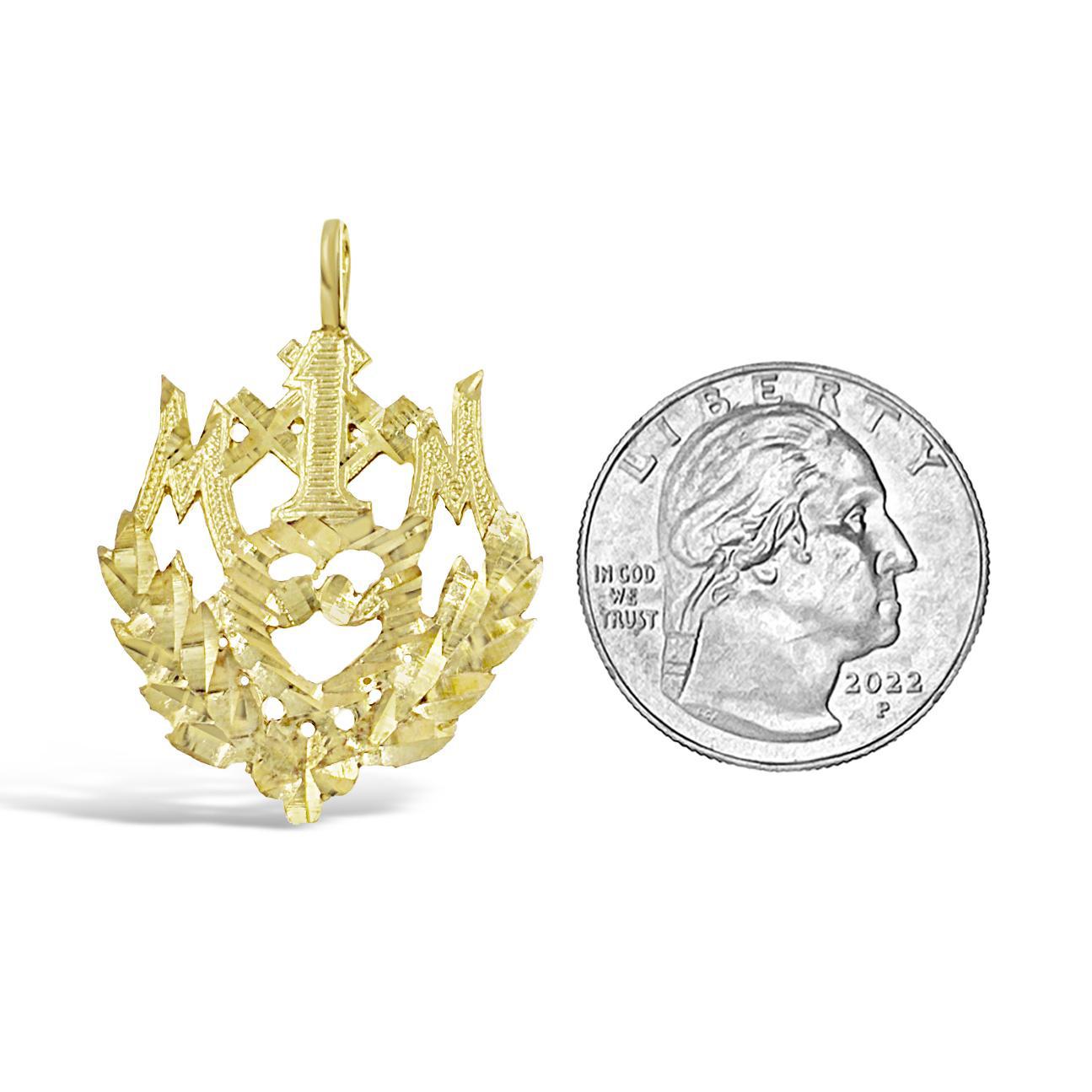 10K Yellow Gold Number 1 Mom Pendant Charm